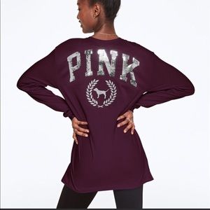 PINK VS long sleeves Bling Campus Tee NIP